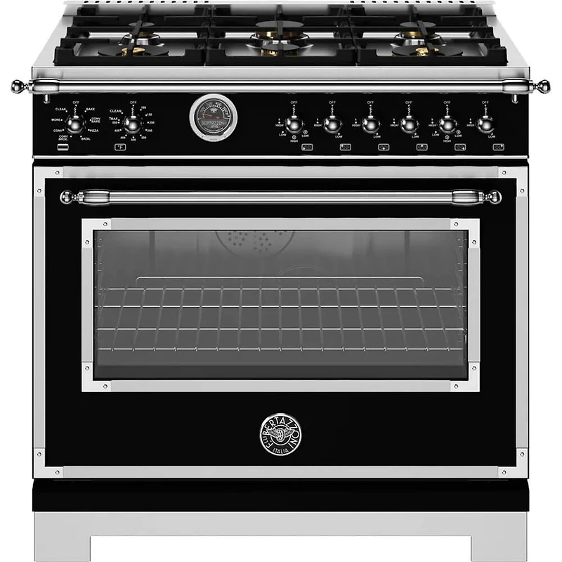 5.7 Cu. Ft. Black Freestanding Dual Fuel Range
