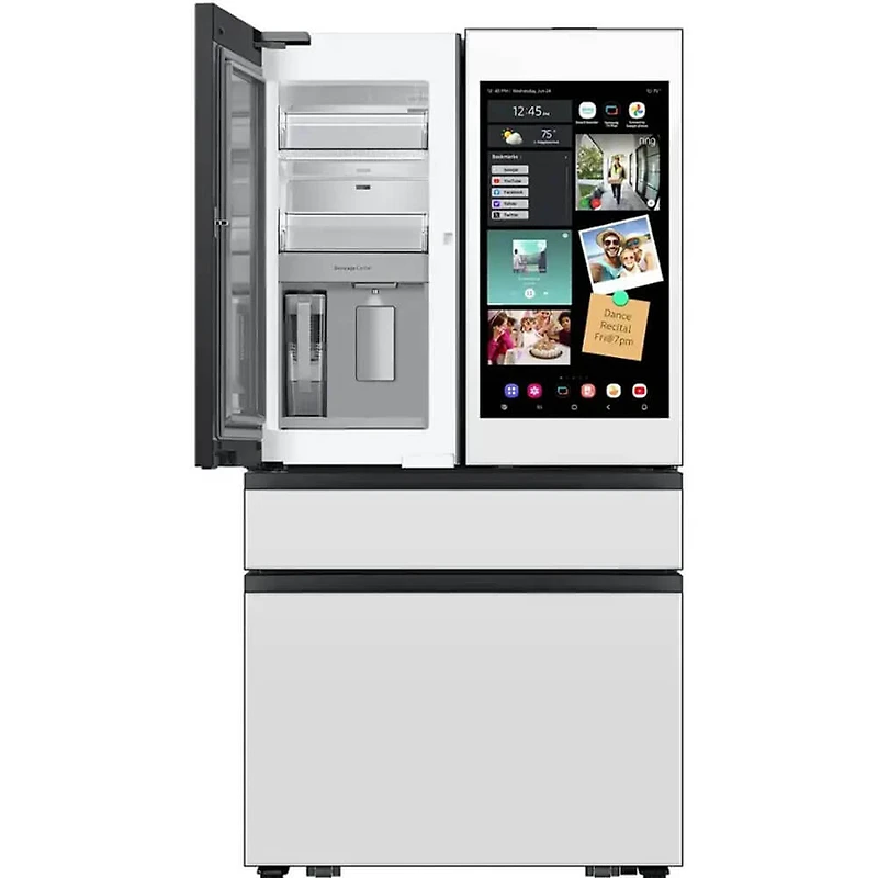 29 Cu. Ft. White Glass 4-Door French Door Smart Refrigerator with AI Family Hub - OPEN BOX