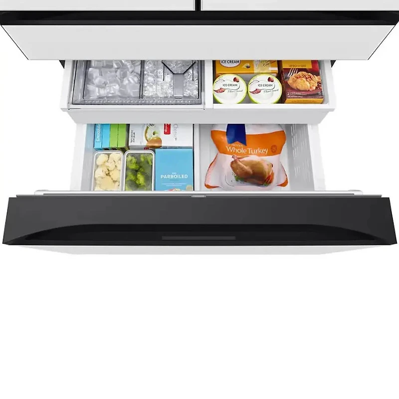 29 Cu. Ft. White Glass 4-Door French Door Smart Refrigerator with AI Family Hub - OPEN BOX