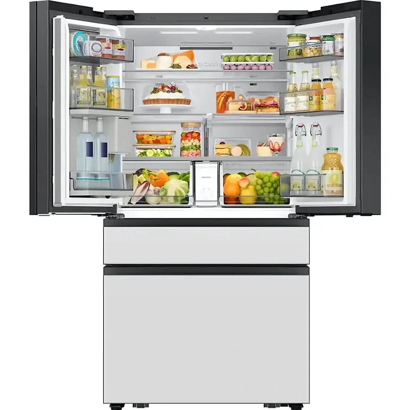 29 Cu. Ft. White Glass 4-Door French Door Smart Refrigerator with AI Family Hub - OPEN BOX