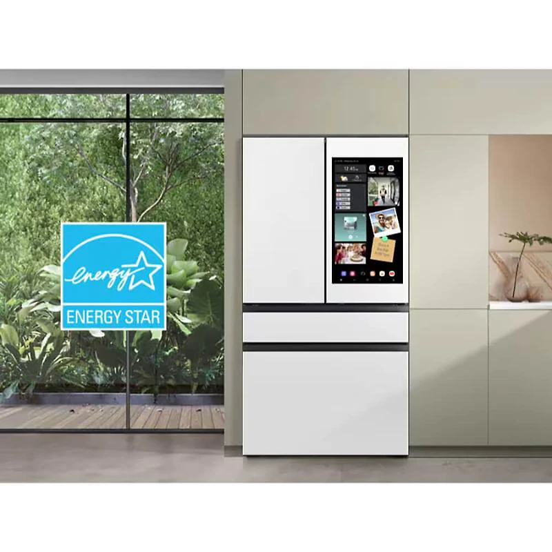 29 Cu. Ft. White Glass 4-Door French Door Smart Refrigerator with AI Family Hub - OPEN BOX
