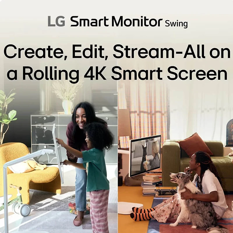 32 inch 4K UHD IPS 60Hz Touchscreen Smart Monitor Swing With Rolling Stand