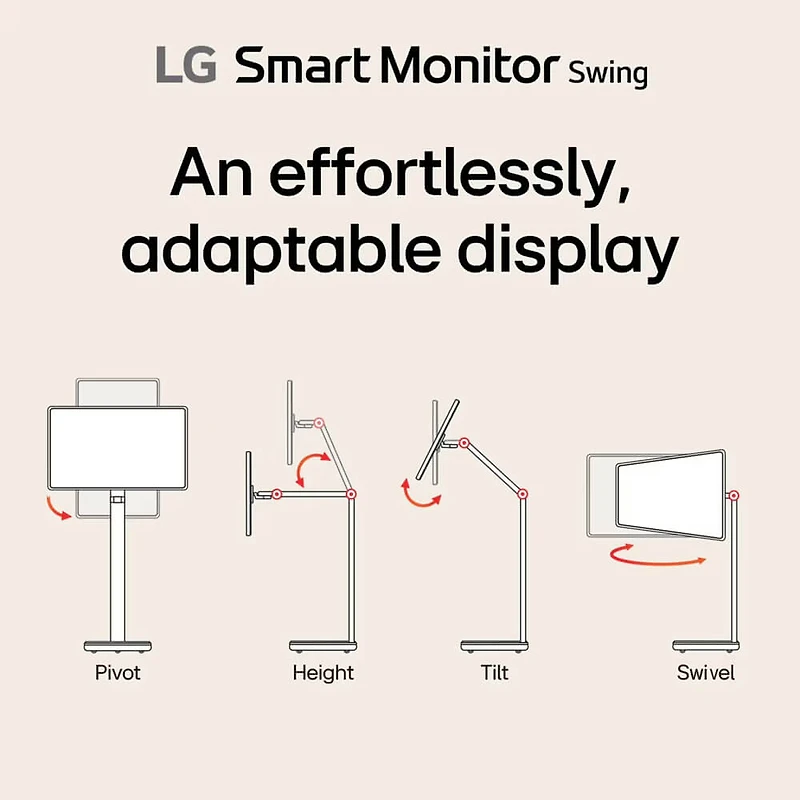 32 inch 4K UHD IPS 60Hz Touchscreen Smart Monitor Swing With Rolling Stand