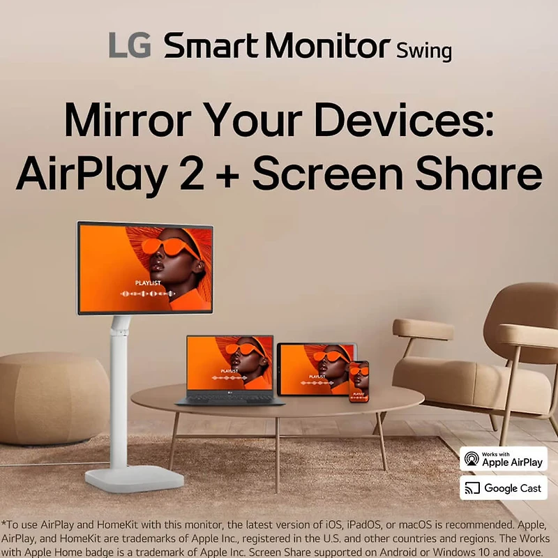 32 inch 4K UHD IPS 60Hz Touchscreen Smart Monitor Swing With Rolling Stand