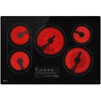 30 inch 5 Burner Black Dual Element Electric Cooktop