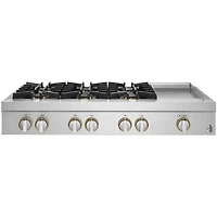 48 inch Stainless 6 Burner Rise Series Gas Cooktop With Griddle