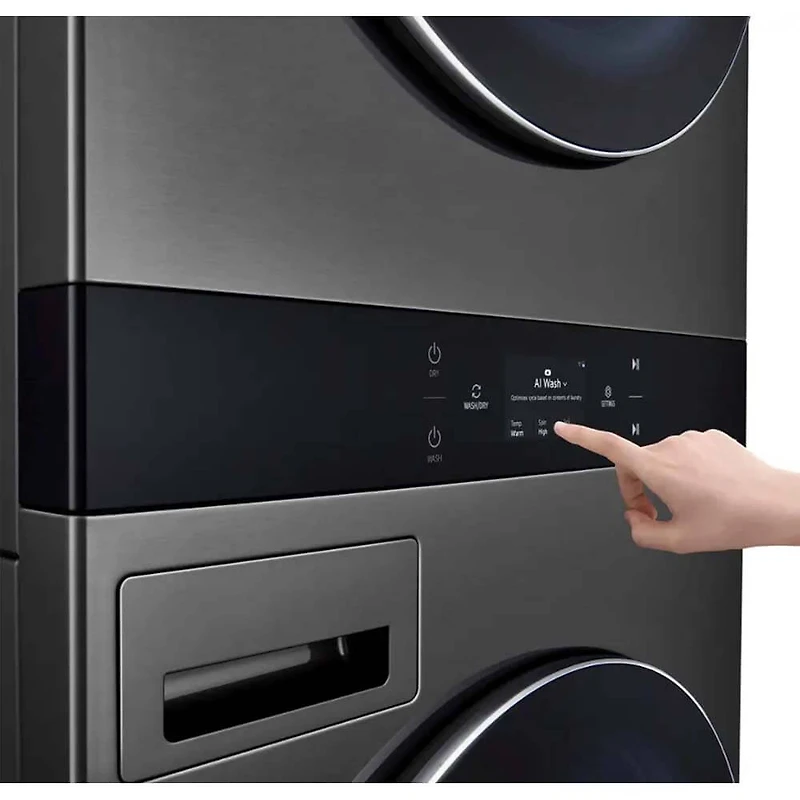 5 Cu. Ft. Washer/7.4 Cu. Ft. Dryer Black Steel Washtower Electric Stacked Laundry Center