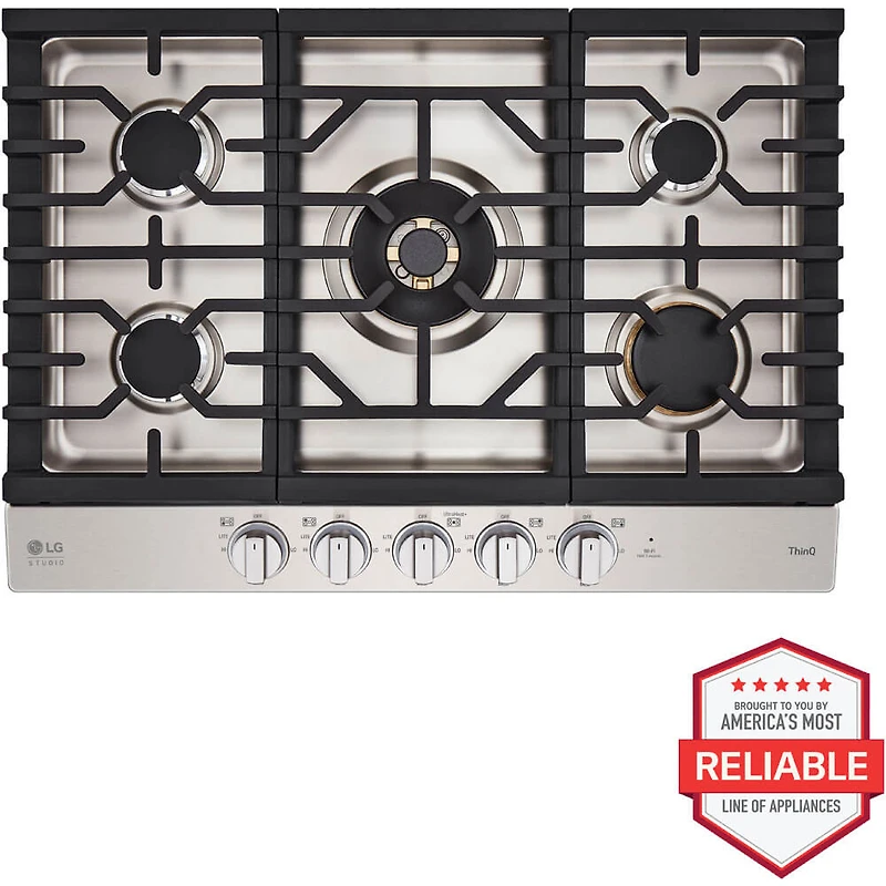 30 inch Stainless 5 Burner Gas Cooktop