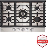 30 inch Stainless 5 Burner Gas Cooktop