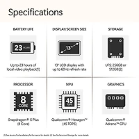 Surface Laptop - Copilot+ PC - 13 inch Touchscreen - Snapdragon X Plus - 16GB - 256GB UFS (Latest Model) - Platinum