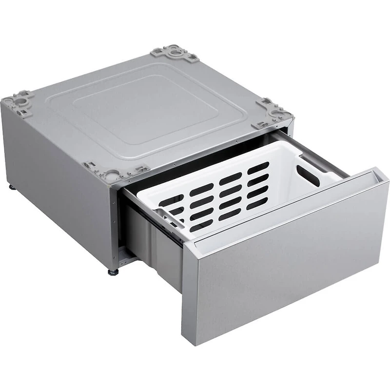 29 inch Brushed Platinum Steel Laundry Pedestal with Storage Drawer