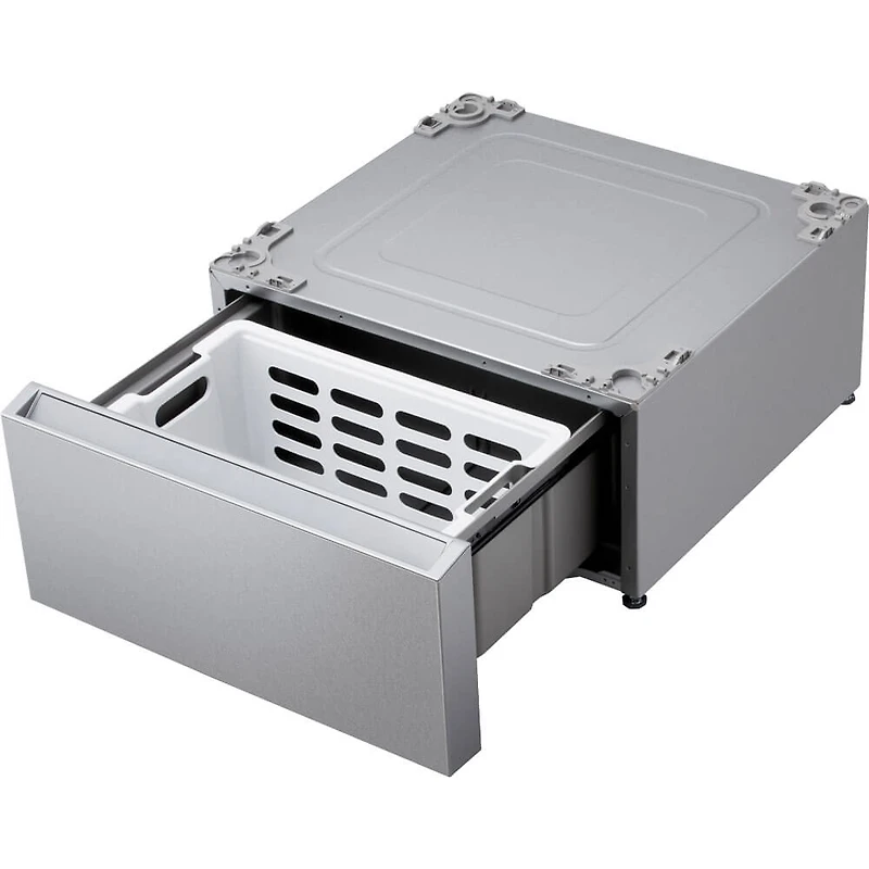 29 inch Brushed Platinum Steel Laundry Pedestal with Storage Drawer