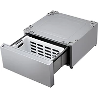 29 inch Brushed Platinum Steel Laundry Pedestal with Storage Drawer