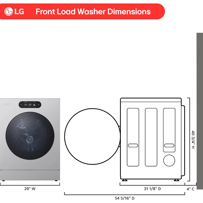 5.8 Cu. Ft. Brushed Platinum Steel Front Load Smart Washer