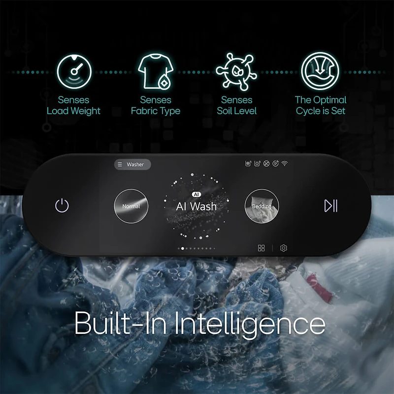 5.8 Cu. Ft. Brushed Platinum Steel Front Load Smart Washer