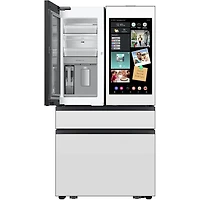22.5 Cu. Ft. White Glass Counter-Depth 4-Door French Door Smart Refrigerator