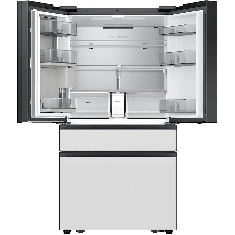 22.5 Cu. Ft. White Glass Counter-Depth 4-Door French Door Smart Refrigerator