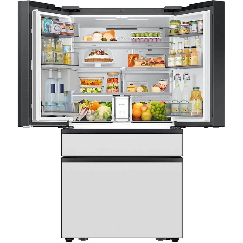 22.5 Cu. Ft. White Glass Counter-Depth 4-Door French Door Smart Refrigerator