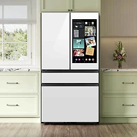 22.5 Cu. Ft. White Glass Counter-Depth 4-Door French Door Smart Refrigerator