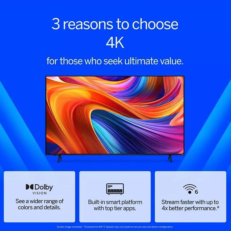43 inch 4K UHD LED Smart TV Bundle – Dolby Vision, HDR10+, VRR, Bluetooth, Alexa Compatible, Voice Remote with UAX HDMI Cable, 12-Month CPS Protection and Screen Cleaner with Microfiber Cloth