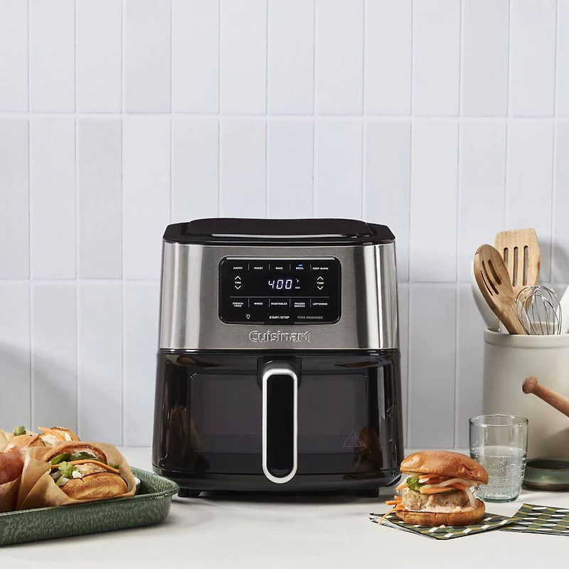 6 Quart Basket Air Fryer - Black Stainless