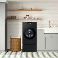 27 inch Brushed Black Laundry Pedestal with Storage Drawer