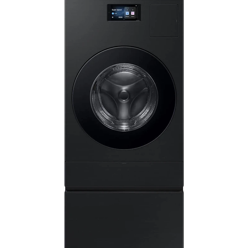 27 inch Brushed Black Laundry Pedestal with Storage Drawer