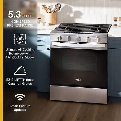 5 Cu. Ft. Stainless Slide-In Smart Gas Range with Air Fry