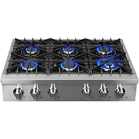 36 inch Stainless 6 Burner Gas Cooktop
