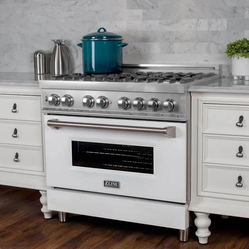 4.6 Cu. Ft. White Matte Dual Fuel Freestanding Range