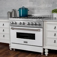 4.6 Cu. Ft. White Matte Dual Fuel Freestanding Range