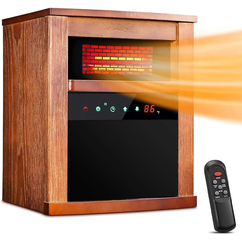 Small Room Infrared Electric Space Heater - Dark Walnut