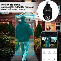 Indoor/Outdoor Light Bulb Socket Dual-Band Wi-Fi Security Camera - White