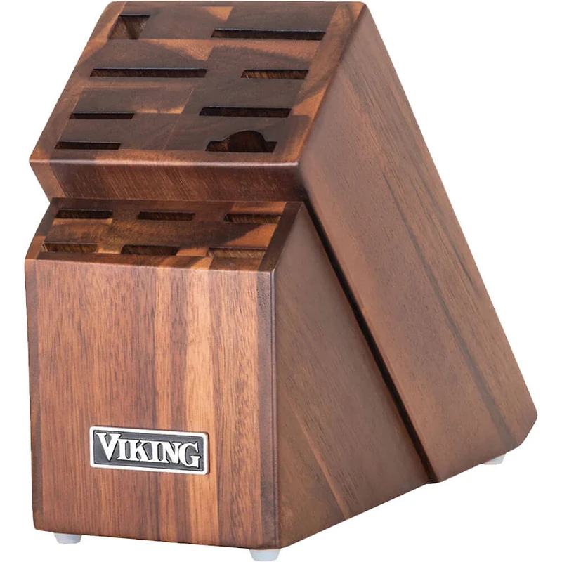 15-Piece Stainless Cutlery Set with Acacia Wood Block - Black