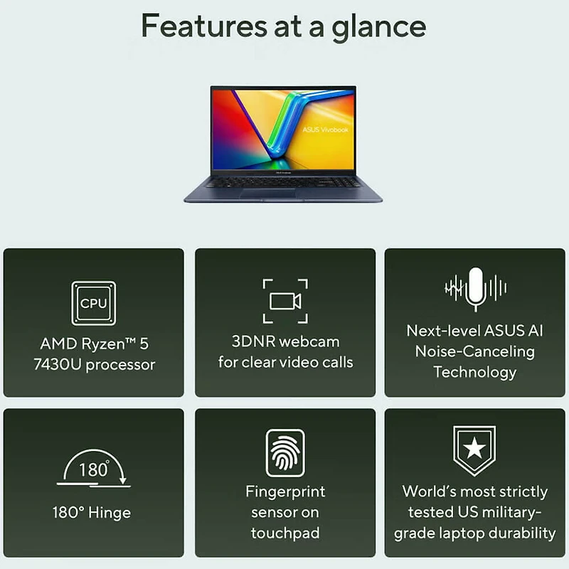 15.6 inch Vivobook 15 Laptop - AMD Ryzen 5-7430U - 8GB/512GB