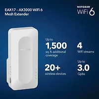 AX3000 Dual-Band Wi-Fi 6 Wall Plug Range Extender - White