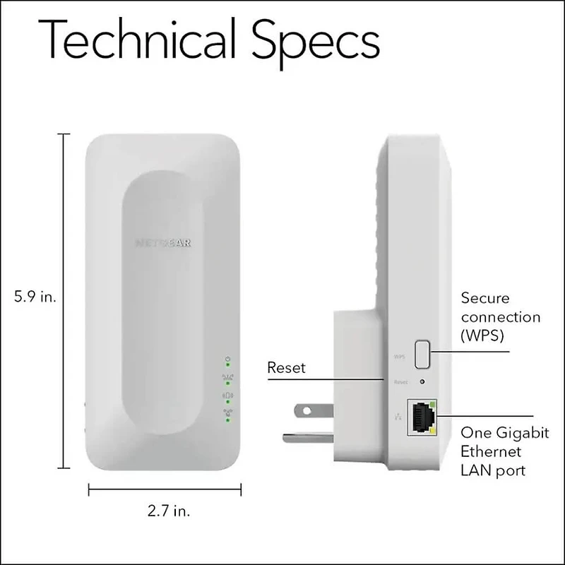 AX3000 Dual-Band Wi-Fi 6 Wall Plug Range Extender - White