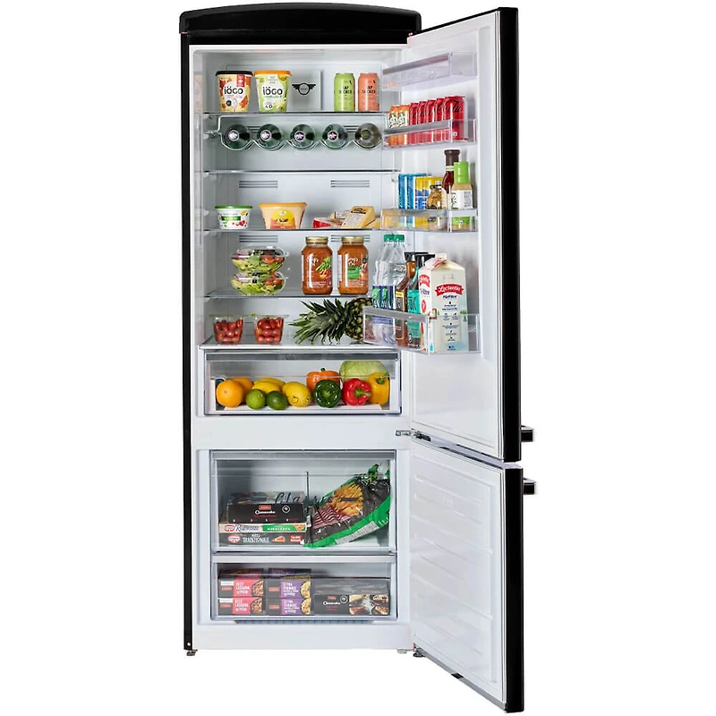 17 Cu. Ft. Midnight Black Classic Retro Counter-Depth Bottom Freezer Refrigerator