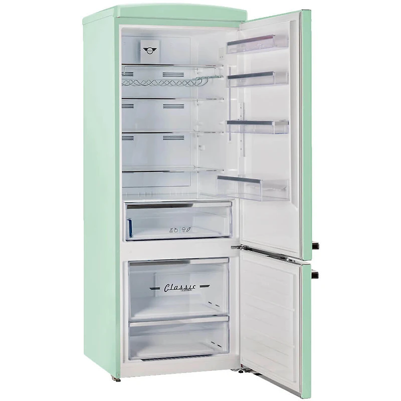 17 Cu. Ft. Summer Mint Green Classic Retro Counter-Depth Bottom Freezer Refrigerator