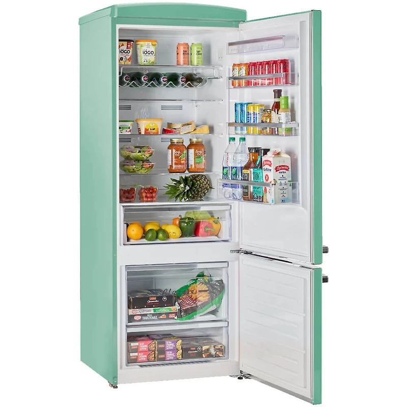 17 Cu. Ft. Ocean Mist Turquoise Classic Retro Counter-Depth Bottom Freezer Refrigerator