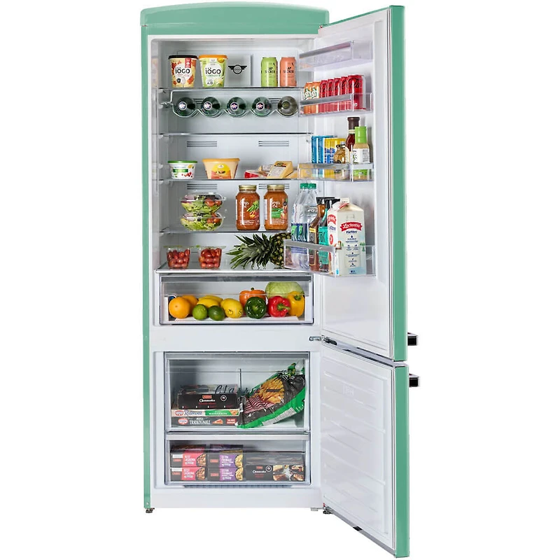 17 Cu. Ft. Ocean Mist Turquoise Classic Retro Counter-Depth Bottom Freezer Refrigerator