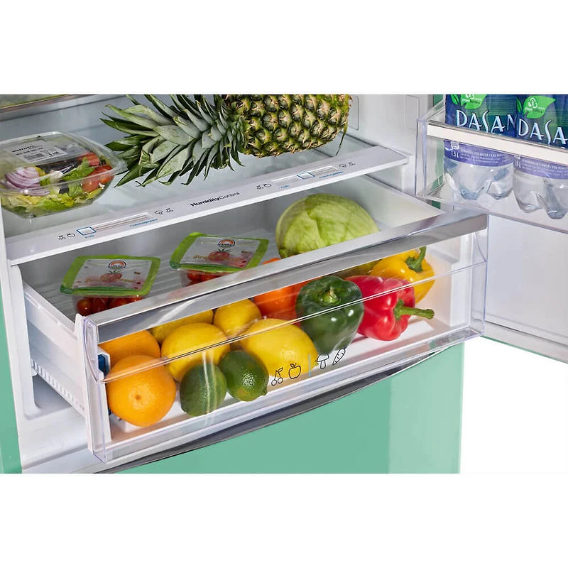 17 Cu. Ft. Ocean Mist Turquoise Classic Retro Counter-Depth Bottom Freezer Refrigerator