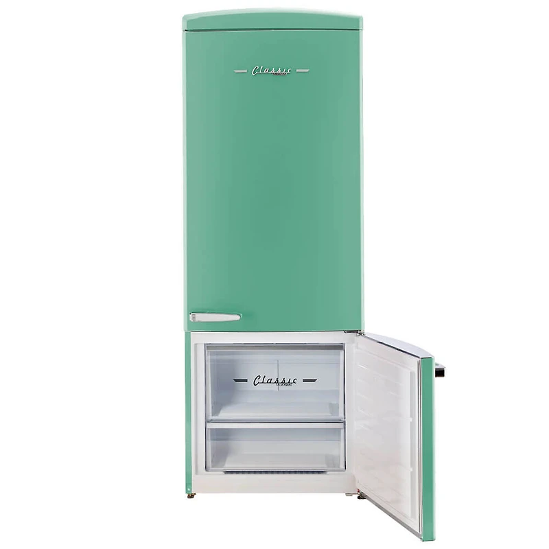 17 Cu. Ft. Ocean Mist Turquoise Classic Retro Counter-Depth Bottom Freezer Refrigerator