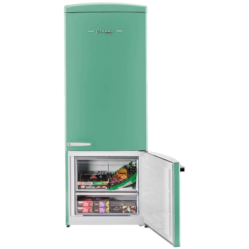 17 Cu. Ft. Ocean Mist Turquoise Classic Retro Counter-Depth Bottom Freezer Refrigerator