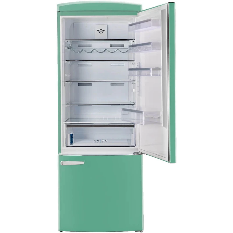 17 Cu. Ft. Ocean Mist Turquoise Classic Retro Counter-Depth Bottom Freezer Refrigerator
