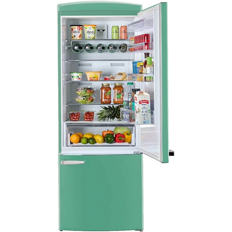 17 Cu. Ft. Ocean Mist Turquoise Classic Retro Counter-Depth Bottom Freezer Refrigerator