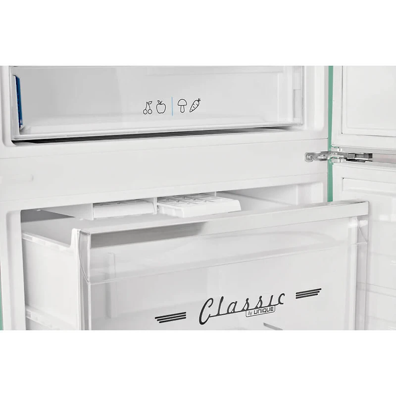 17 Cu. Ft. Ocean Mist Turquoise Classic Retro Counter-Depth Bottom Freezer Refrigerator