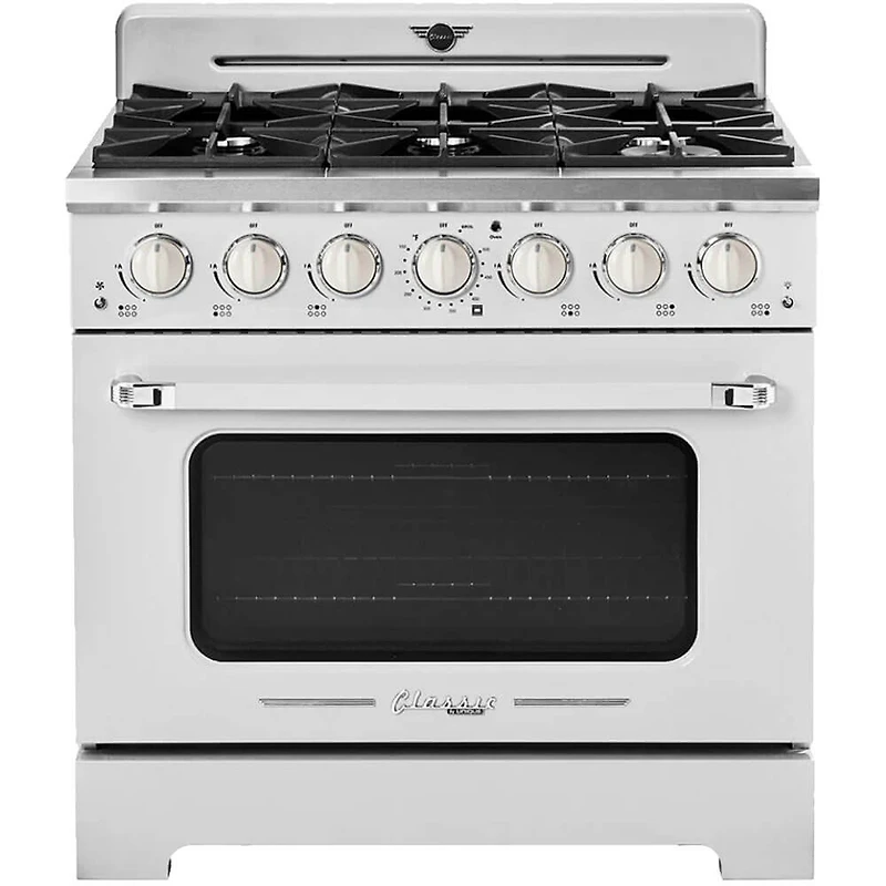 5.2 Cu. Ft. Marshmallow White Freestanding Classic Retro Pro Convection Gas Range