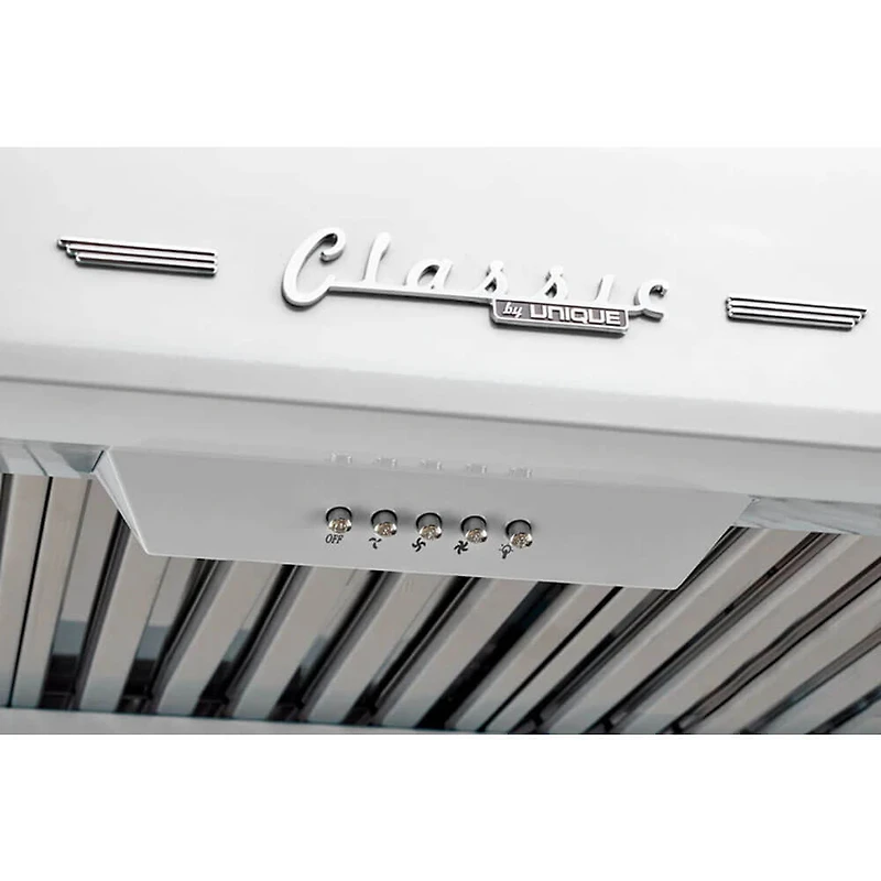 24 inch Marshmallow White Classic Retro Under Cabinet Range Hood