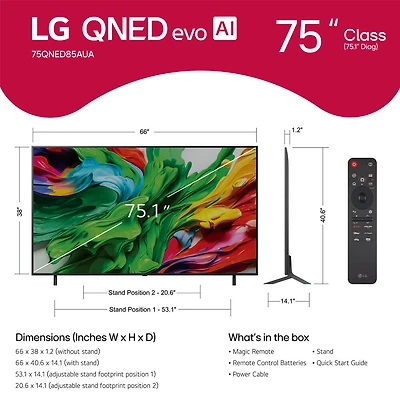 75 inch Class 85A Series QNED evo AI MiniLED 4K UHD Smart webOS TV (2025)